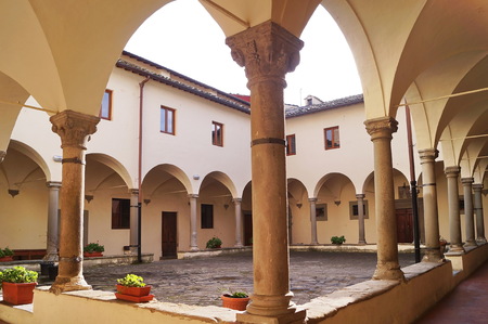 Cloister of  Jacopo and Filippo church, Scarperia, Tuscany, Italyの写真素材