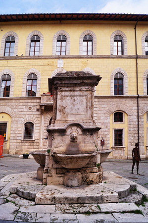 Fountain in Cavour square, Poggibonsi, Tuscany, Italyのeditorial素材