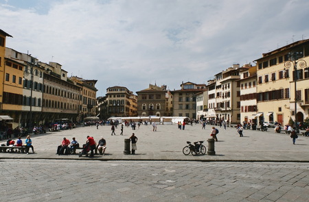 Santa Croce square, Florence, Italyのeditorial素材