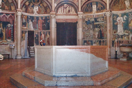 Interior of the baptistery of Parma, Italyのeditorial素材