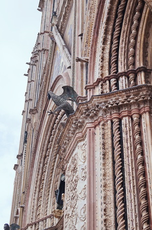 Detail of the facade of Orvieto cathedral, Italyの写真素材