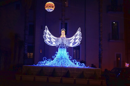 Christmas lights in Salerno, Italyのeditorial素材