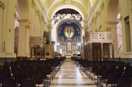 Interior of the cathedral of Salerno, Italyのeditorial素材