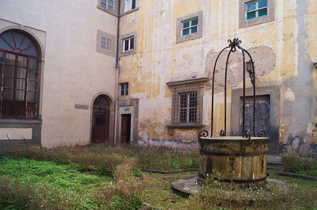 Courtyard of Villa Ambrogiana former psychiatric judicial hospital, Montelupo Fiorentino, Tuscany, Italyのeditorial素材