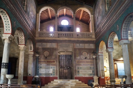 Interior of San Secondiano cathedral in Chiusi, Tuscany, Italyのeditorial素材