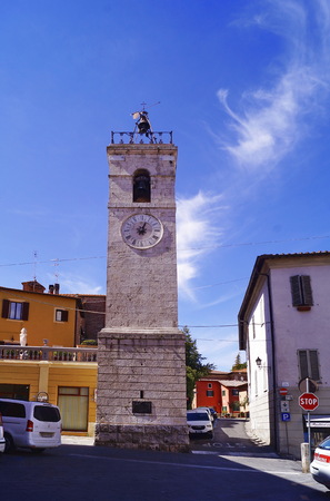 Clock tower in Chiusi, Tuscany, Italyのeditorial素材