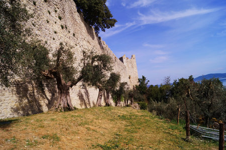 Walls of the Lion's Fortress, Castiglione del Lago, Umbria, Italyのeditorial素材
