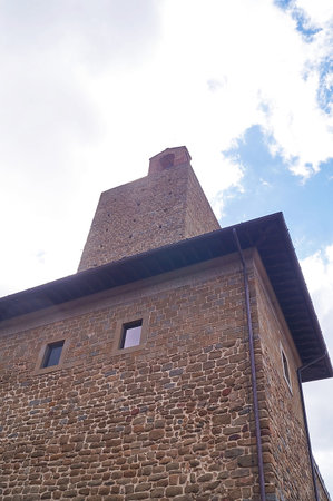 Tower of the fortress of the counts Guidi, Vinci, Tuscany, Italyのeditorial素材