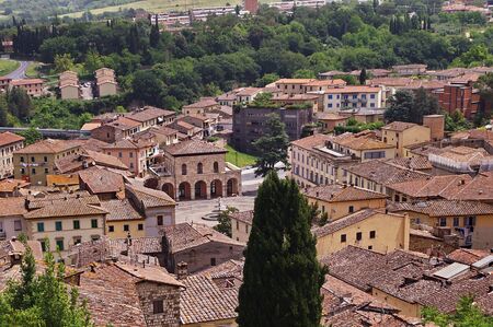 Aerial view of Colle Val d'Elsa, Tuscany, Italyの写真素材