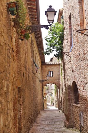 Typical street of Colle Val d'Elsa, Tuscany, Italyの写真素材