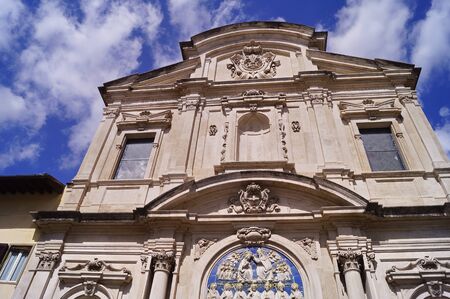 Facade of Ognissanti church, Florence, Italyの写真素材