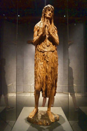 Statue of the penitent Magdalene by Donatello in the Opera del Duomo museum, Florence, Italyのeditorial素材