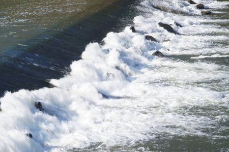 Weir of the Cascine on the Arno river in Florence, Italy