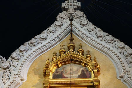 Detail of the iconostasis in the Russian Orthodox Church of the Nativity in Florence, Italyのeditorial素材