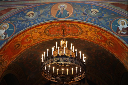 Chandelier in the Russian Orthodox Church of the Nativity in Florence, Italy