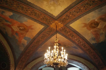Chandelier in the Russian Orthodox Church of the Nativity in Florence, Italyのeditorial素材