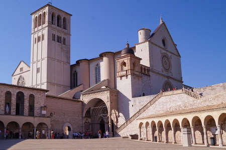 View of the basilica of San Francesco in Assisi, Italyのeditorial素材