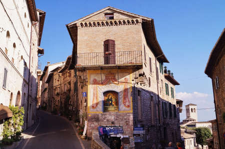 Roads of the medieval historic center of Assisi, Italyのeditorial素材