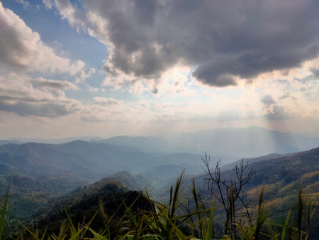 Beautiful mountain peaks scenery landscape
