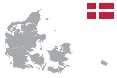 Map of Denmark with black outline and grey fill, vector illustrationのイラスト素材