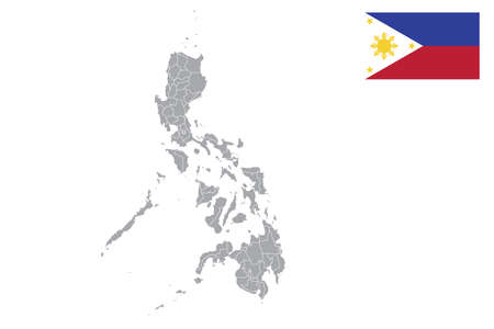 Map of Philippines with black outline and grey fill, vector illustrationのイラスト素材