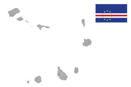 Map of Cape Verde with black outline and grey fill, vector illustrationのイラスト素材