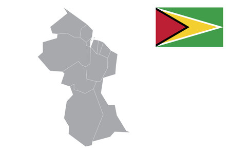 Map of Guyana with black outline and grey fill, vector illustration