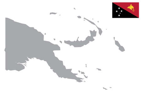 Map of Papua New Guinea with black outline and grey fill, vector illustrationのイラスト素材