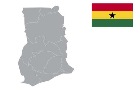 Map of Ghana with black outline and grey fill, vector illustrationのイラスト素材