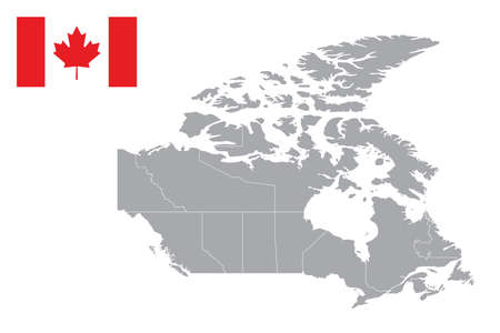 Map of Canada with black outline and grey fill, vector illustrationのイラスト素材