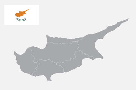 Map of Cyprus with black outline and grey fill, vector illustrationのイラスト素材