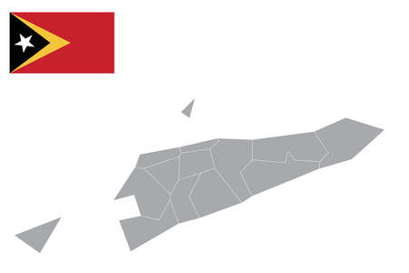 Map of East Timor with black outline and grey fill, vector illustrationのイラスト素材
