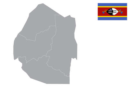 Map of Eswatini Swaziland with black outline and grey fill, vector illustrationのイラスト素材
