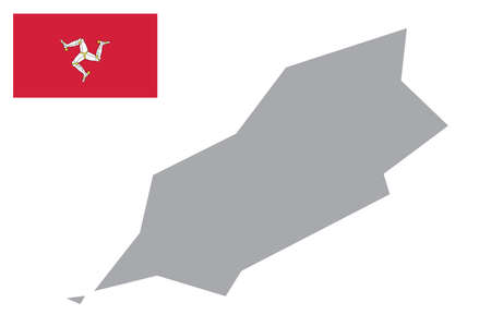 Map of Isle Of Man with black outline and grey fill, vector illustrationのイラスト素材