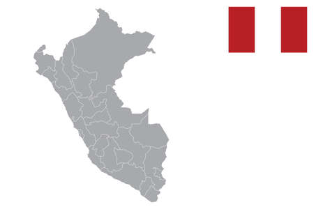 Map of Peru with black outline and grey fill, vector illustrationのイラスト素材
