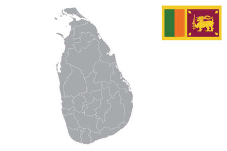 Map of Sri Lanka with black outline and grey fill, vector illustrationのイラスト素材
