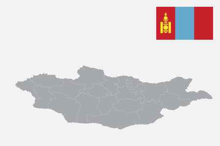 Map of Mongolia with black outline and grey fill, vector illustrationのイラスト素材