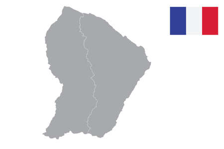 Map of French Guiana with black outline and grey fill, vector illustrationのイラスト素材