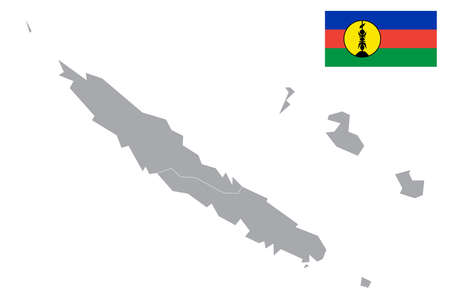 Map of New Caledonia with black outline and grey fill, vector illustrationのイラスト素材