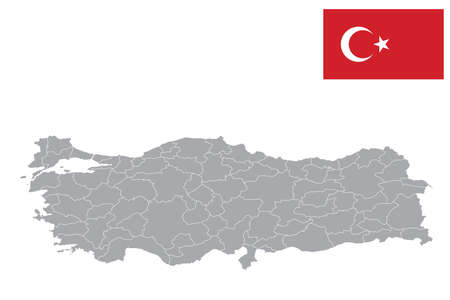 Map of Turkey with black outline and grey fill, vector illustrationのイラスト素材