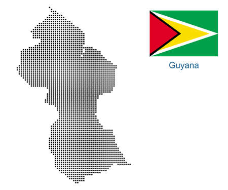 Map of Guyana with black outline and grey fill, vector illustrationのイラスト素材