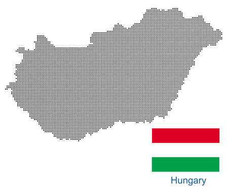 Map of Hungary with black outline and grey fill, vector illustrationのイラスト素材