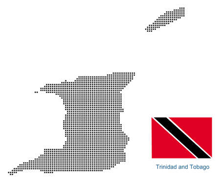 Map of TrinidadAndTobago with black outline and grey fill, vector illustrationのイラスト素材
