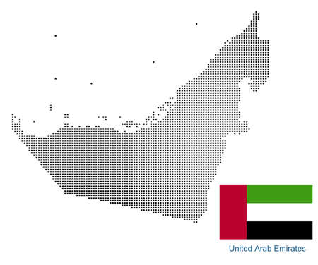 Map of United Arab Emirates with black outline and grey fill, vector illustrationのイラスト素材