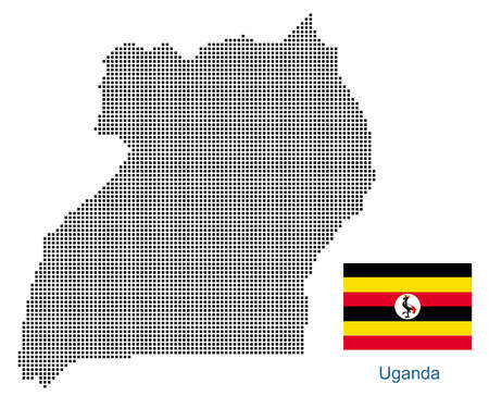 Map of Uganda with black outline and grey fill, vector illustrationのイラスト素材