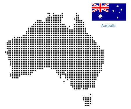 Map of Australia with black outline and grey fill, vector illustrationのイラスト素材
