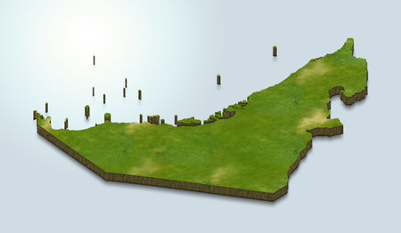 3D map illustration of UnitedArabEmirates