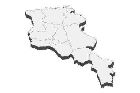 Map of Armenia with black outline and grey fill, vector illustrationのイラスト素材