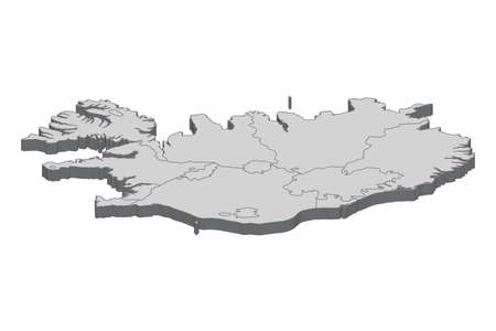 Map of Iceland with black outline and grey fill, vector illustrationのイラスト素材