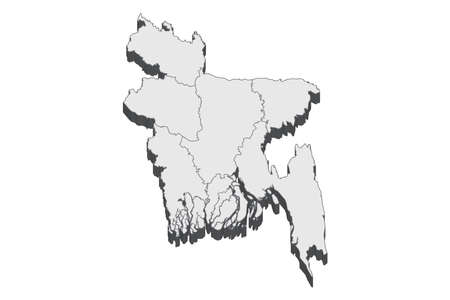 Map of Bangladesh with black outline and grey fill, vector illustrationのイラスト素材